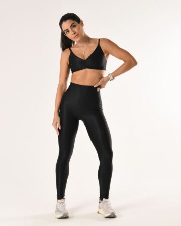 Legging Flex Preta Glow (logo clássica couro)