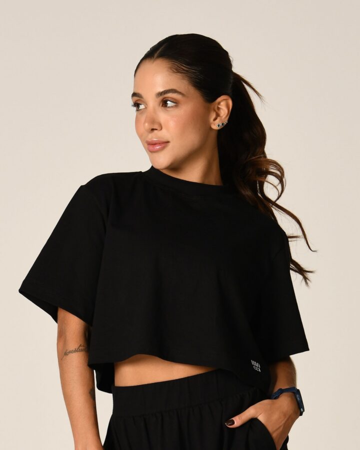 Cropped Cotton Preto