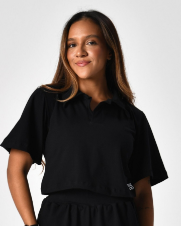 Cropped Com Gola Cotton Preto